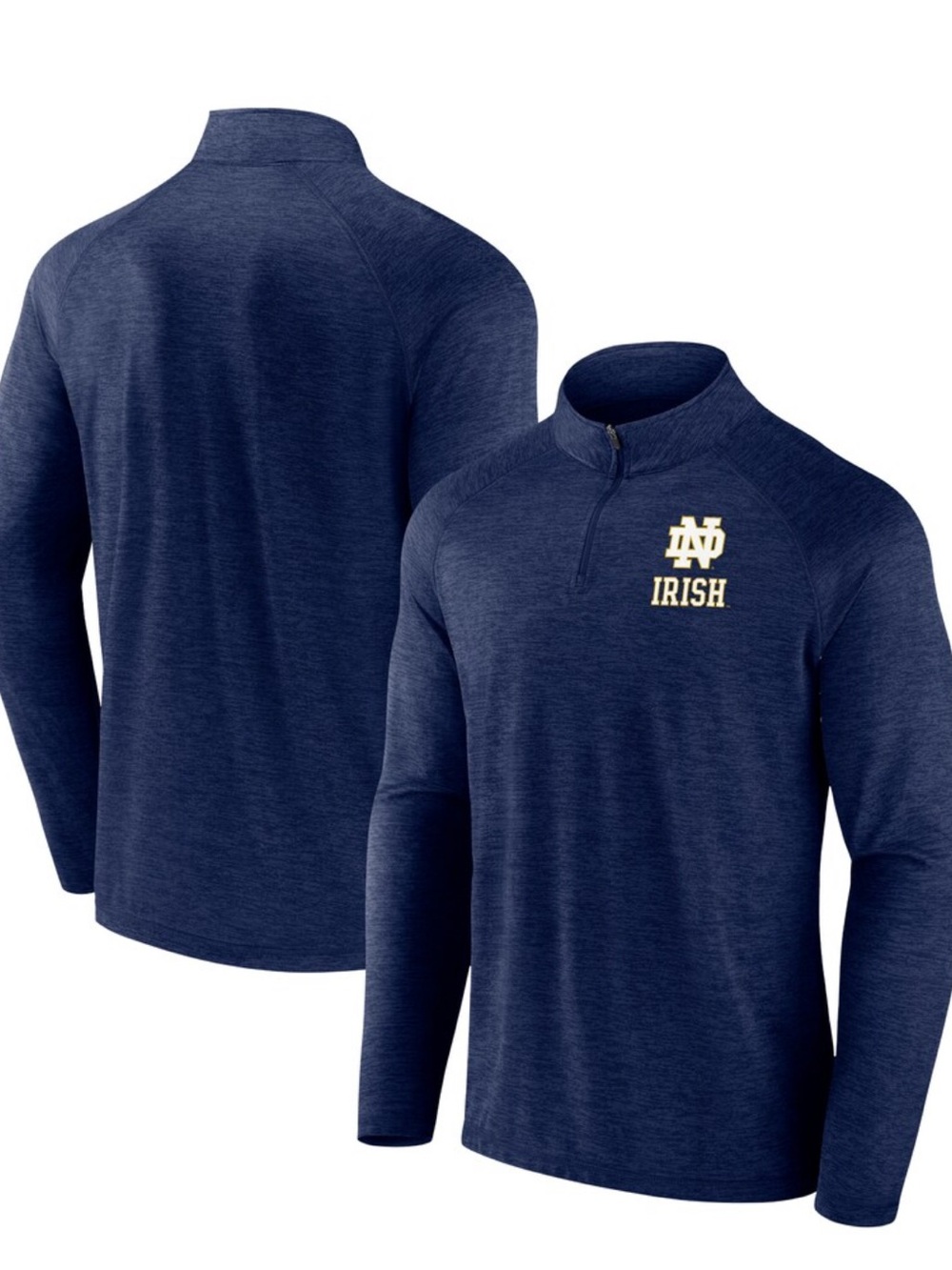 Men's Fanatics Navy Notre Dame Fighting Irish Logo Raglan Quarter-Zip Top Small